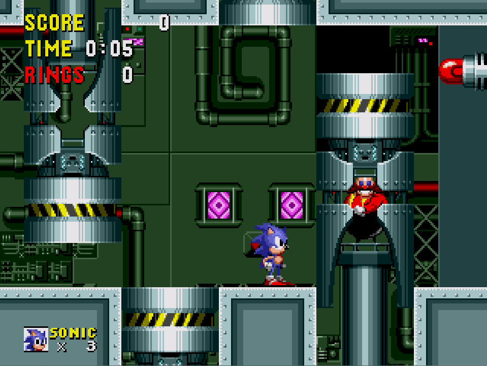 Sonic enfrenta a Dr. Robotnik en Final Zone, el último nivel del juego.